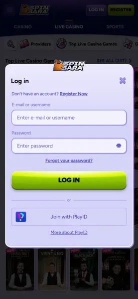 Spinbara Casino Login - Accedi al tuo account